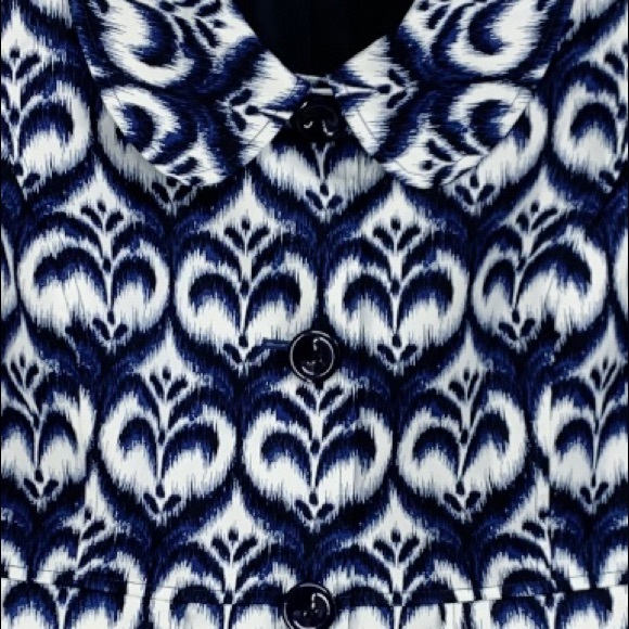 Ellen Tracy Ikat Inspired Peplum Style Blazer Jacket Blue White Black St… - Picture 10 of 16